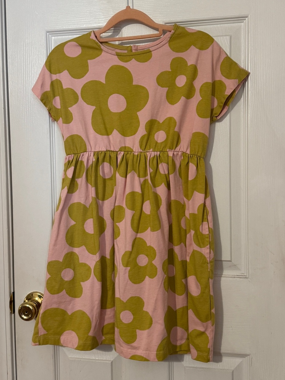 Hanna Andersson Pink Dress with Olive Flowers